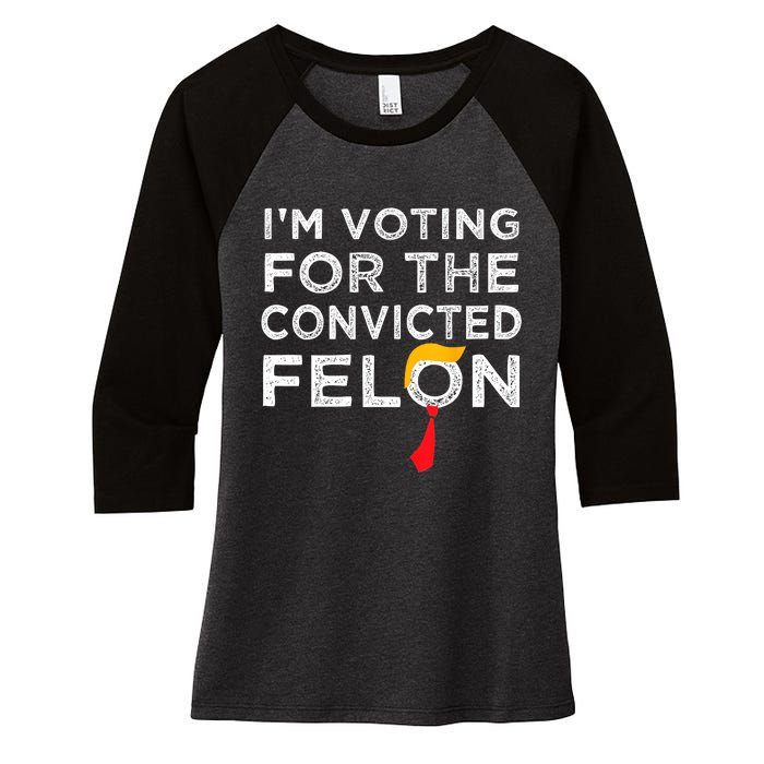 IM Voting Convicted Felon 2024 Trump 2024 Convicted Felon Women's Tri-Blend 3/4-Sleeve Raglan Shirt