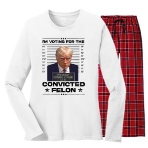 IM Voting Convicted Felon 2024 Trump 2024 Convicted Felon Women's Long Sleeve Flannel Pajama Set 