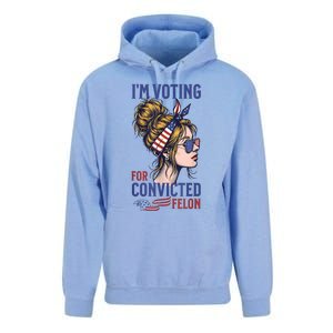 IM Voting Convicted Felon 2024 Messy Bun Convicted Felon Unisex Surf Hoodie