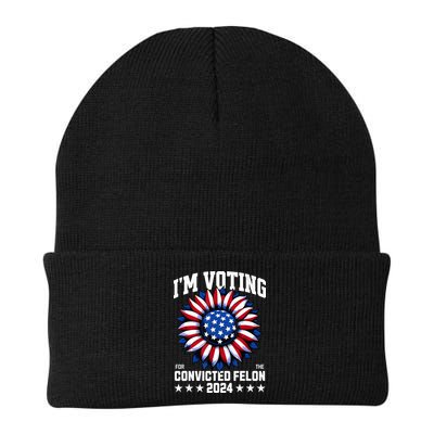 IM Voting Convicted Felon 2024 Us Flag Convicted Felon Knit Cap Winter Beanie