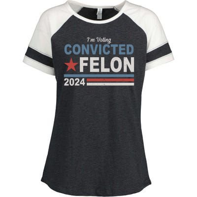 Im Voting Convicted Felon Trump 2024 Enza Ladies Jersey Colorblock Tee