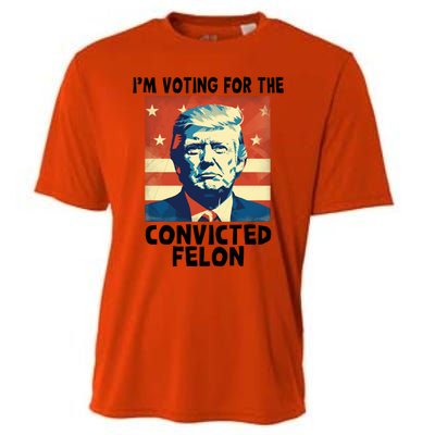 IM Voting Convicted Felon 2024 Donald Trump Vintage Us Flag Funny Gift Cooling Performance Crew T-Shirt