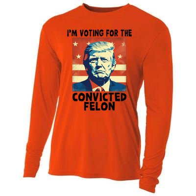 IM Voting Convicted Felon 2024 Donald Trump Vintage Us Flag Funny Gift Cooling Performance Long Sleeve Crew