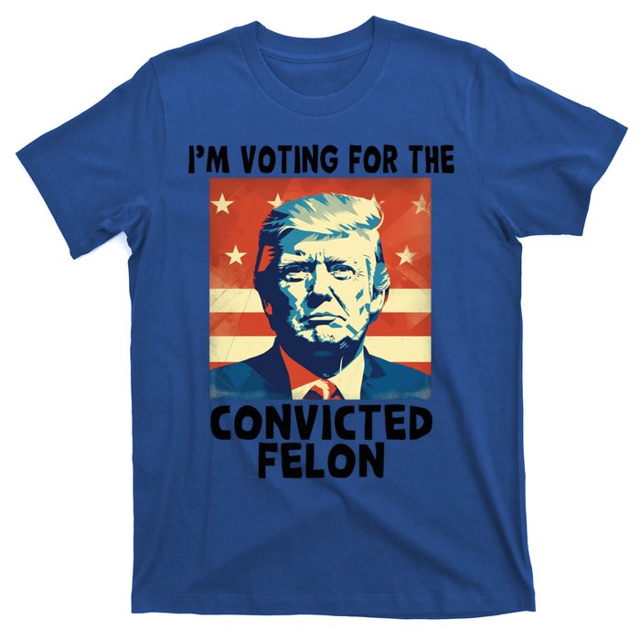 IM Voting Convicted Felon 2024 Donald Trump Vintage Us Flag Funny Gift T-Shirt