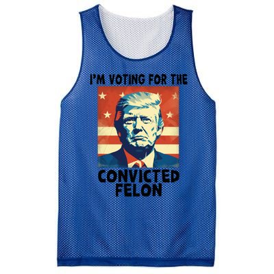 IM Voting Convicted Felon 2024 Donald Trump Vintage Us Flag Funny Gift Mesh Reversible Basketball Jersey Tank