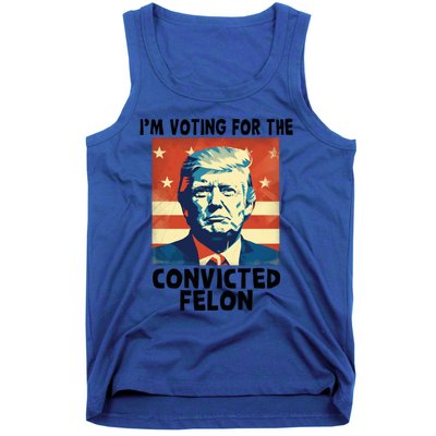 IM Voting Convicted Felon 2024 Donald Trump Vintage Us Flag Funny Gift Tank Top