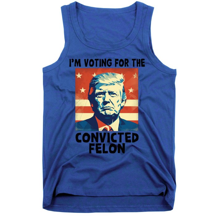 IM Voting Convicted Felon 2024 Donald Trump Vintage Us Flag Funny Gift Tank Top