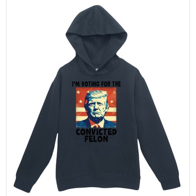 IM Voting Convicted Felon 2024 Donald Trump Vintage Us Flag Funny Gift Urban Pullover Hoodie