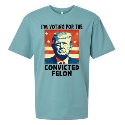 IM Voting Convicted Felon 2024 Donald Trump Vintage Us Flag Funny Gift Sueded Cloud Jersey T-Shirt