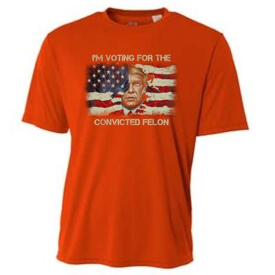 IM Voting Convicted Felon 2024 Trump Retro American Flag Gift Cooling Performance Crew T-Shirt