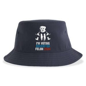 IM Voting Convicted Felon 2024 Trump Funny Quote (On Back) Sustainable Bucket Hat