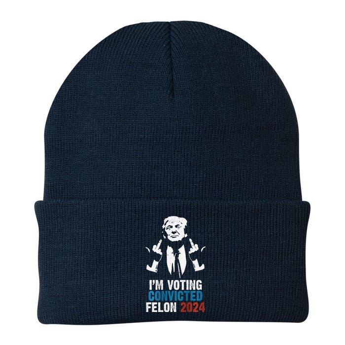 IM Voting Convicted Felon 2024 Trump Funny Quote (On Back) Knit Cap Winter Beanie