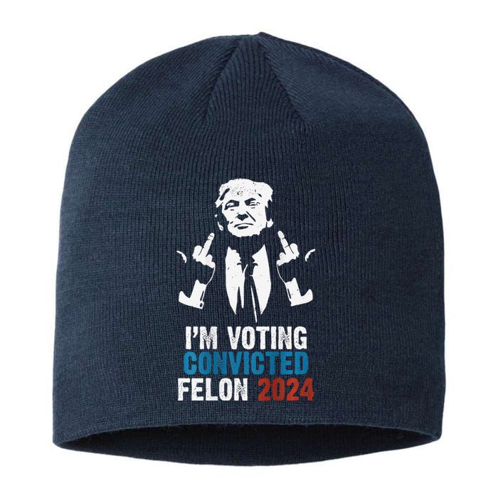 IM Voting Convicted Felon 2024 Trump Funny Quote (On Back) Sustainable Beanie