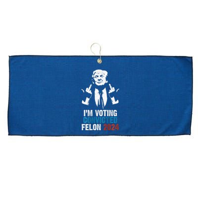 IM Voting Convicted Felon 2024 Trump Funny Quote (On Back) Large Microfiber Waffle Golf Towel