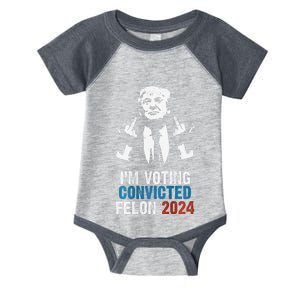 IM Voting Convicted Felon 2024 Trump Funny Quote (On Back) Infant Baby Jersey Bodysuit