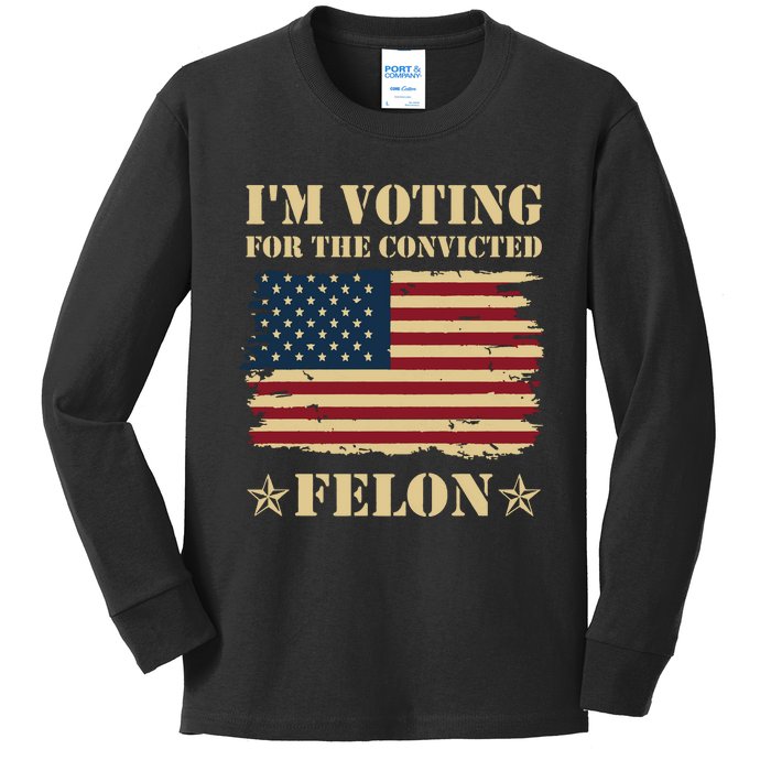 IM Voting Convicted Felon 2024 Kids Long Sleeve Shirt