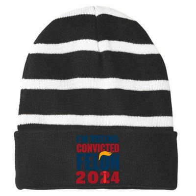 IM Voting Convicted Felon 2024 Graphic Striped Beanie with Solid Band