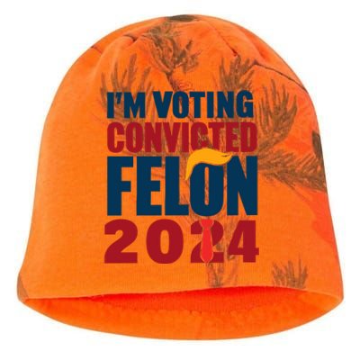 IM Voting Convicted Felon 2024 Graphic Kati - Camo Knit Beanie