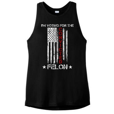 Im Voting Convicted Felon 2024 Pro Trump Usa Flag Ladies PosiCharge Tri-Blend Wicking Tank