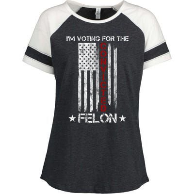 Im Voting Convicted Felon 2024 Pro Trump Usa Flag Enza Ladies Jersey Colorblock Tee