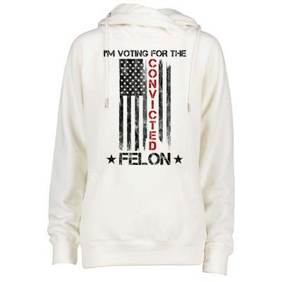 Im Voting Convicted Felon 2024 Pro Trump Usa Flag Womens Funnel Neck Pullover Hood