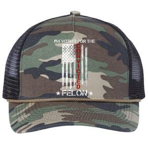 Im Voting Convicted Felon 2024 Pro Trump Usa Flag Retro Rope Trucker Hat Cap