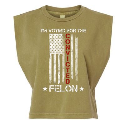 Im Voting Convicted Felon 2024 Pro Trump Usa Flag Garment-Dyed Women's Muscle Tee