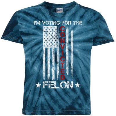 Im Voting Convicted Felon 2024 Pro Trump Usa Flag Kids Tie-Dye T-Shirt