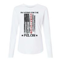 Im Voting Convicted Felon 2024 Pro Trump Usa Flag Womens Cotton Relaxed Long Sleeve T-Shirt