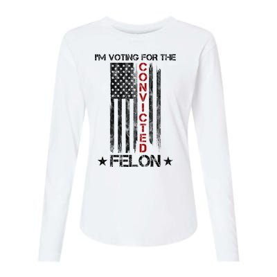 Im Voting Convicted Felon 2024 Pro Trump Usa Flag Womens Cotton Relaxed Long Sleeve T-Shirt