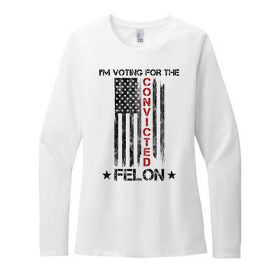 Im Voting Convicted Felon 2024 Pro Trump Usa Flag Womens CVC Long Sleeve Shirt