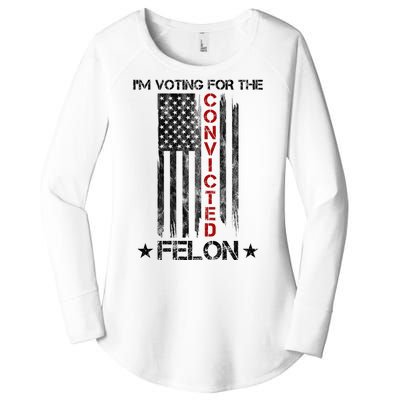 Im Voting Convicted Felon 2024 Pro Trump Usa Flag Women's Perfect Tri Tunic Long Sleeve Shirt