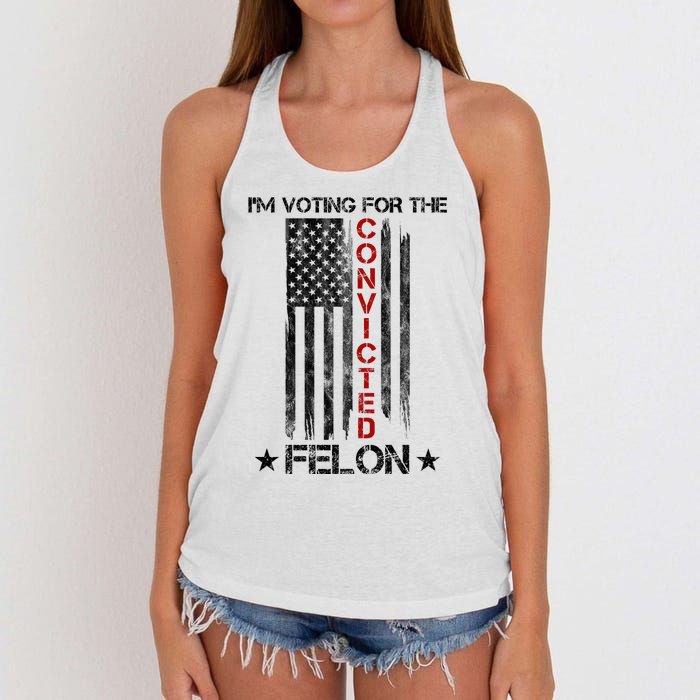 Im Voting Convicted Felon 2024 Pro Trump Usa Flag Women's Knotted Racerback Tank