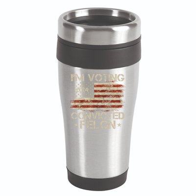 Im Voting Convicted Felon Trump Usa 2024 Vintage 16oz Travel Tumbler