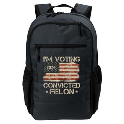 Im Voting Convicted Felon Trump Usa 2024 Vintage Daily Commute Backpack