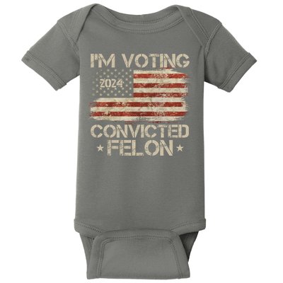 Im Voting Convicted Felon Trump Usa 2024 Vintage Baby Bodysuit