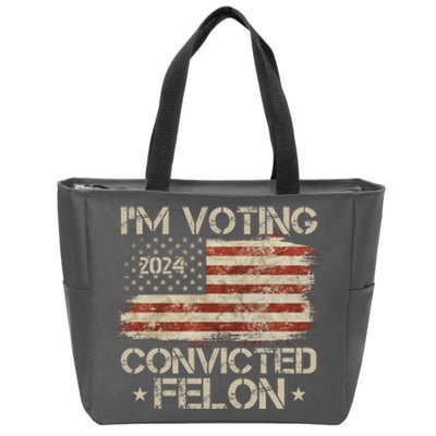 Im Voting Convicted Felon Trump Usa 2024 Vintage Zip Tote Bag