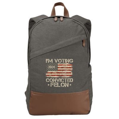 Im Voting Convicted Felon Trump Usa 2024 Vintage Cotton Canvas Backpack