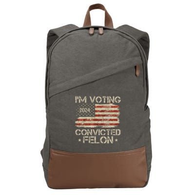 Im Voting Convicted Felon Trump Usa 2024 Vintage Cotton Canvas Backpack