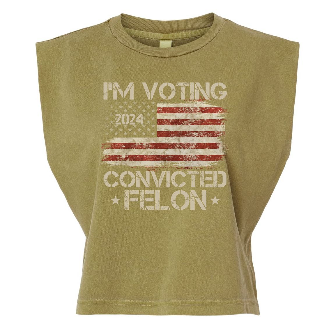 Im Voting Convicted Felon Trump Usa 2024 Vintage Garment-Dyed Women's Muscle Tee