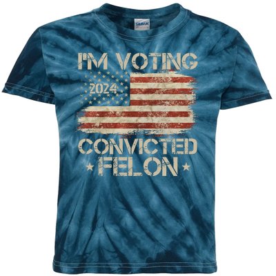 Im Voting Convicted Felon Trump Usa 2024 Vintage Kids Tie-Dye T-Shirt