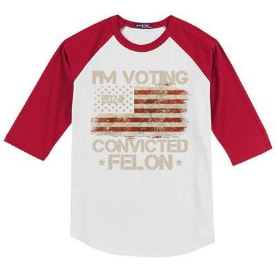 Im Voting Convicted Felon Trump Usa 2024 Vintage Kids Colorblock Raglan Jersey