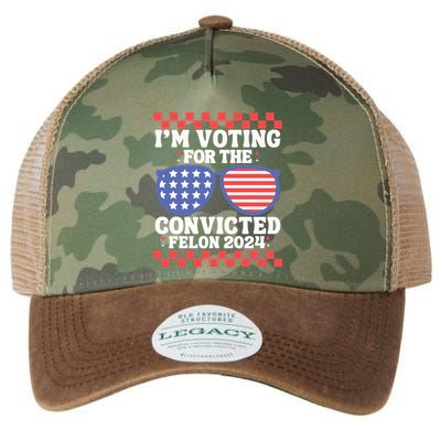 IM Voting Convicted Felon 2024 Usa Flag Sunglasses Groovy Gift Legacy Tie Dye Trucker Hat