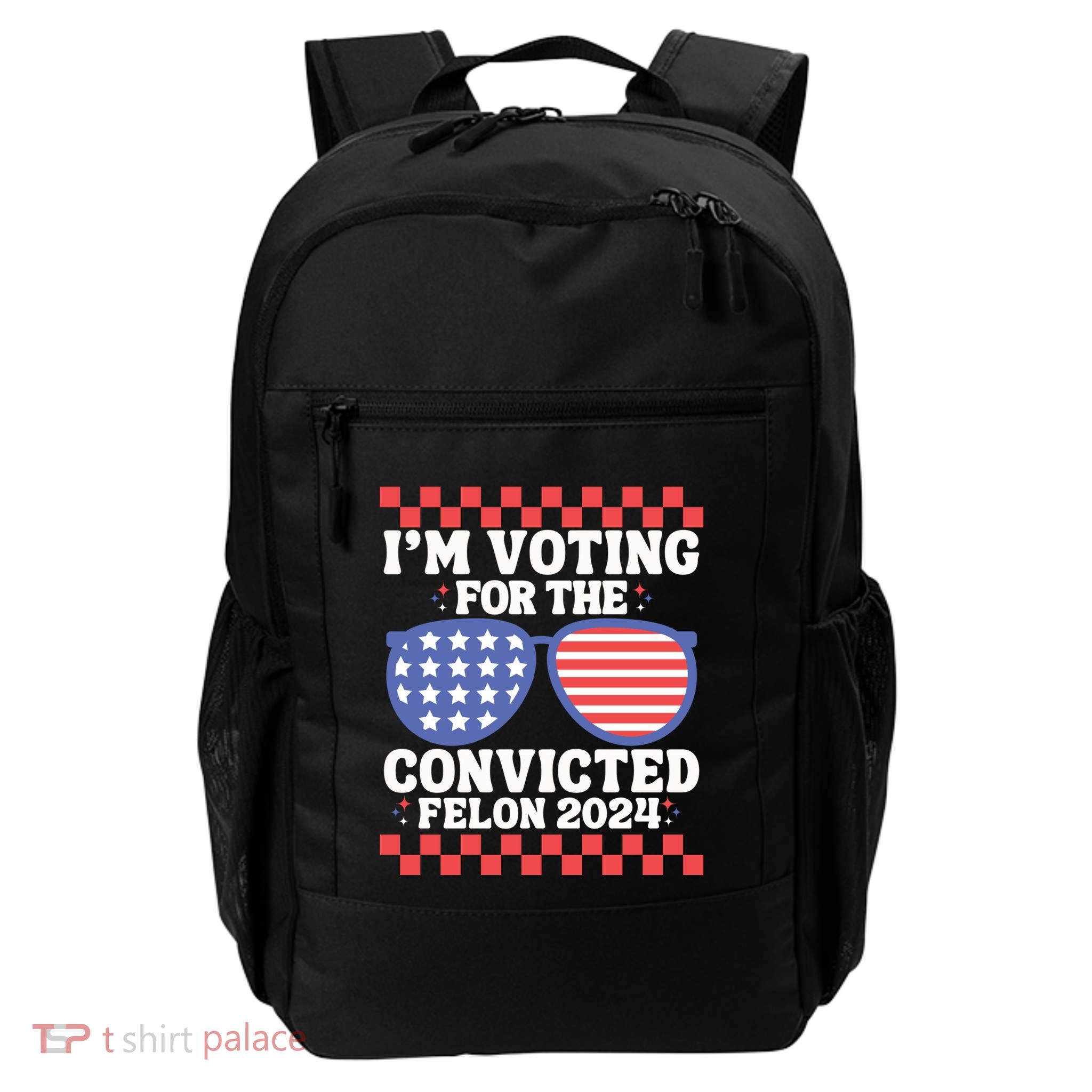IM Voting Convicted Felon 2024 Usa Flag Sunglasses Groovy Gift Backpack
