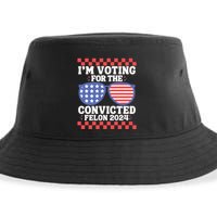 IM Voting Convicted Felon 2024 Usa Flag Sunglasses Groovy Gift Sustainable Bucket Hat