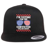IM Voting Convicted Felon 2024 Usa Flag Sunglasses Groovy Gift Flat Bill Trucker Hat
