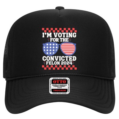 IM Voting Convicted Felon 2024 Usa Flag Sunglasses Groovy Gift Trucker Hat