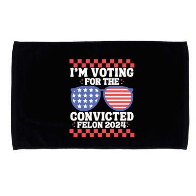 IM Voting Convicted Felon 2024 Usa Flag Sunglasses Groovy Gift Microfiber Hand Towel