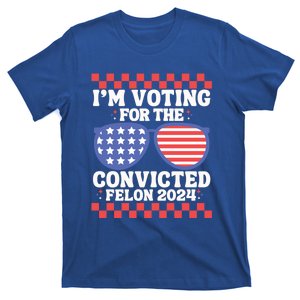 IM Voting Convicted Felon 2024 Usa Flag Sunglasses Groovy Gift T-Shirt