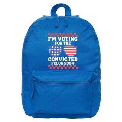 IM Voting Convicted Felon 2024 Usa Flag Sunglasses Groovy Gift 16 in Basic Backpack